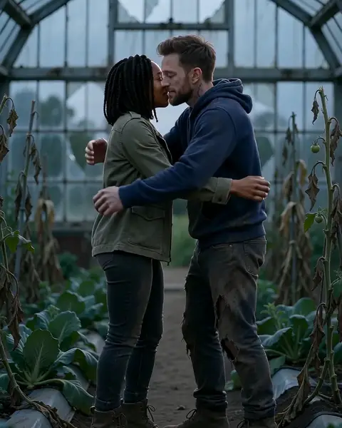 Sample frame: the two of them hold each other in the cold light
