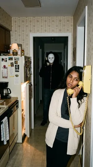 Un appel téléphonique nocturne dans une cuisine